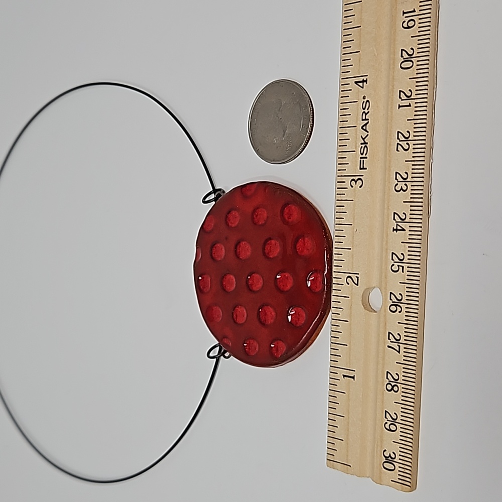 Glazed Terra Cotta Circle Pendant Necklace - Picture 7 of 8